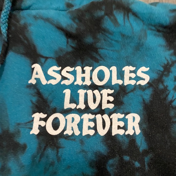 Assholes Lives Forever Tie Dye Cropped Hoodie Size S - Picture 2 of 5